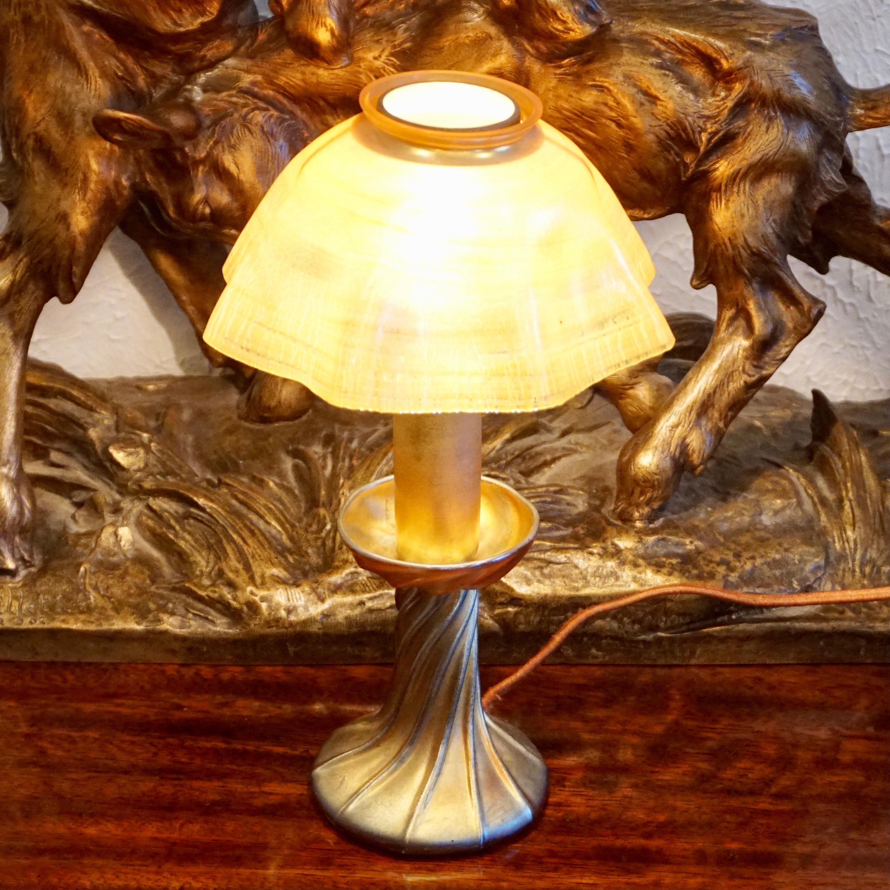 Fired L.C.T. Tiffany Favrile Candle Lamp