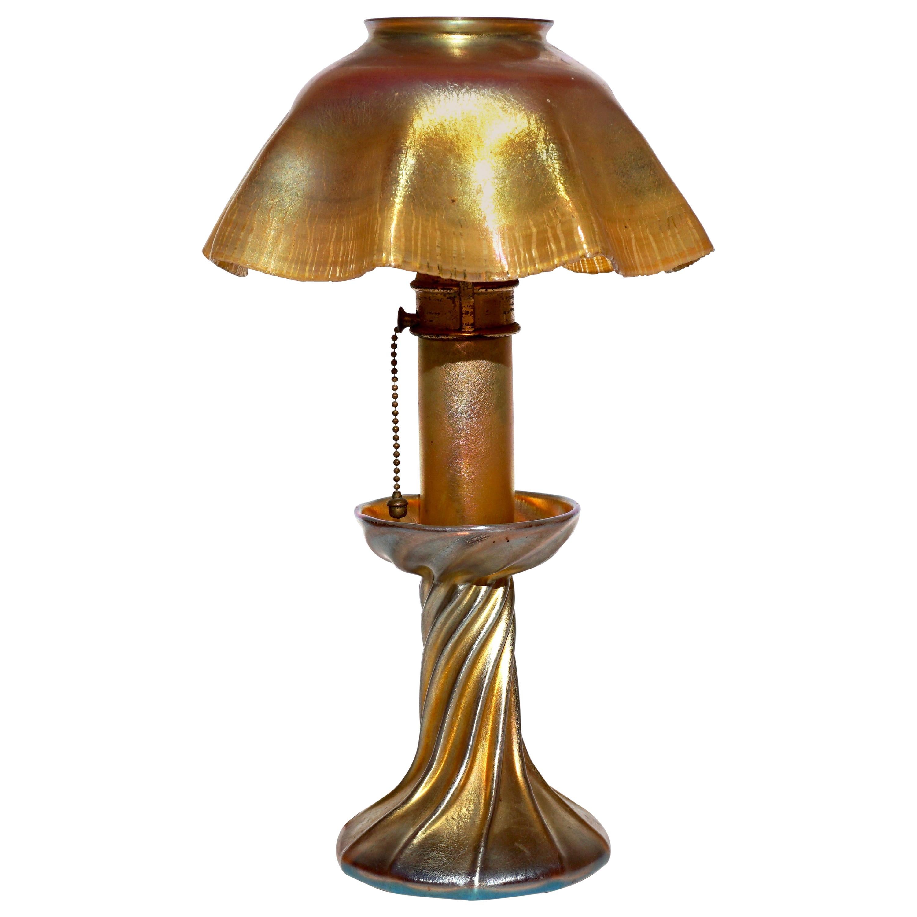 L.C.T. Tiffany Favrile Candle Lamp