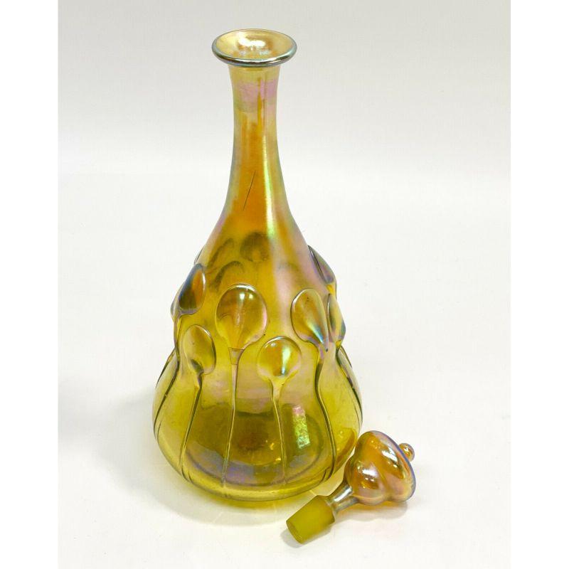 LCT Tiffany Favrile Gold Iridescent Lily Pad Decanter Applied Tendrils circa1890 In Good Condition For Sale In Gardena, CA