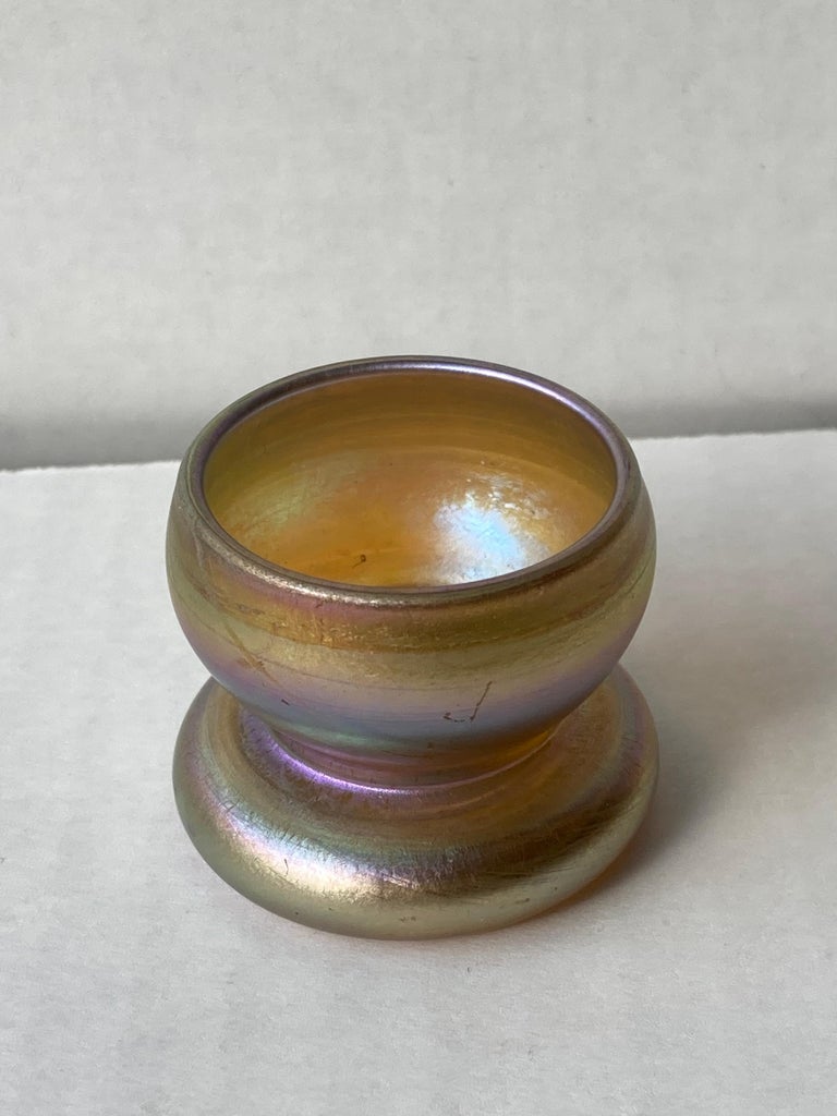 American LCT Tiffany Favrile, Rare Glass Shot Cup in Iridescent /Gold Glass For Sale