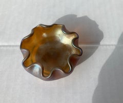 LCT Tiffany Favrile Ruffle Mini Vessel /Salt Cellar, Gold/ Iridescent Glass