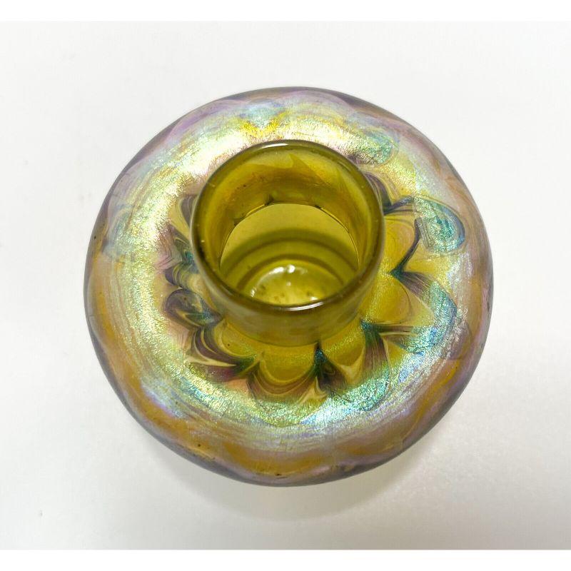 19th Century LCT Tiffany Gold Favrile Art Glass Miniature Vase, Pulled Designs #A2981, c1895 For Sale