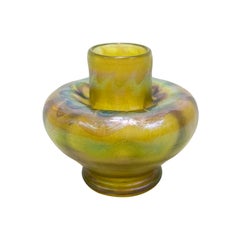 LCT Tiffany Gold Favrile Art Glass Miniature Vase, Pulled Designs #A2981, c1895