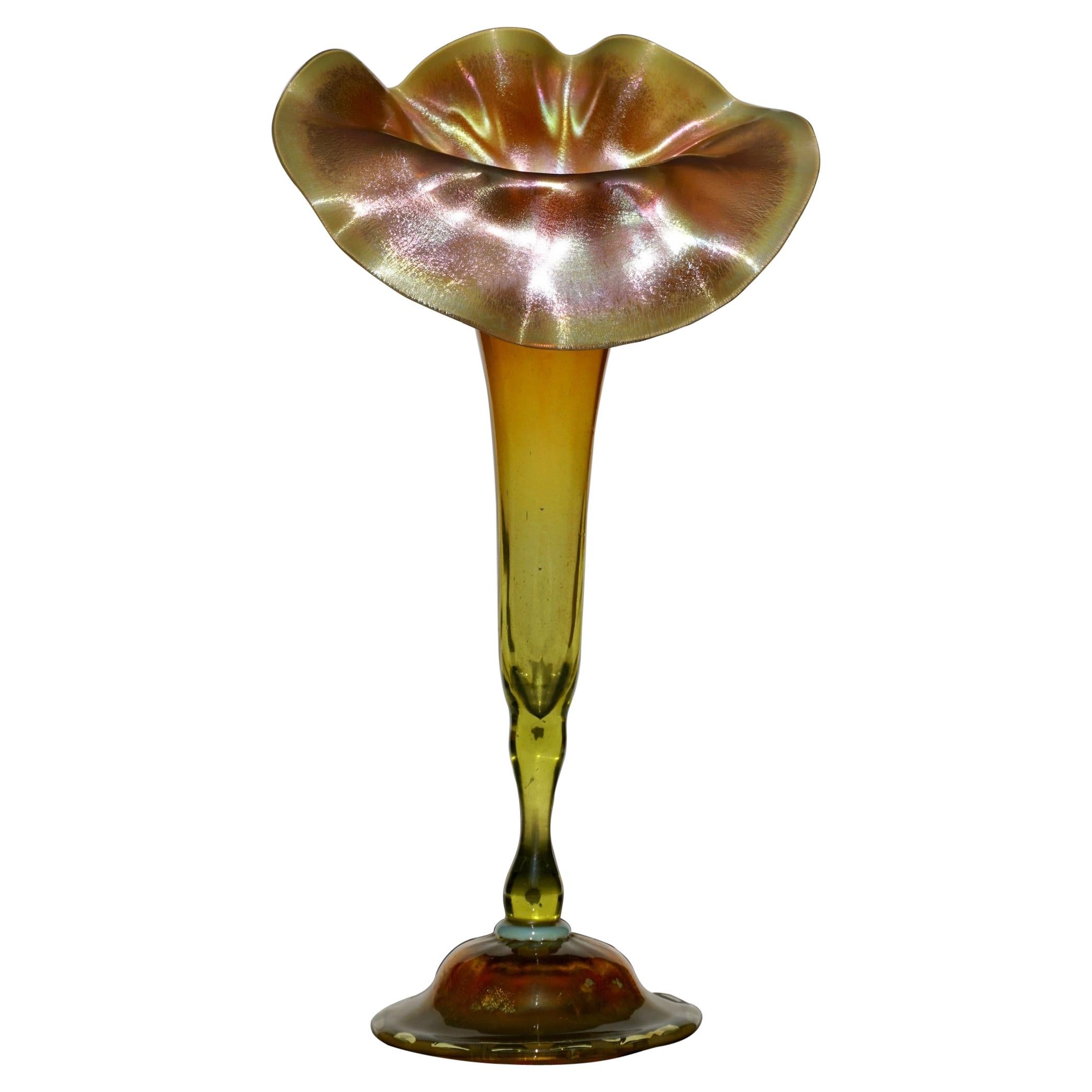 l.c.t Tiffany Studios Jack in the Pulpit Favrile Floriform Vase For Sale