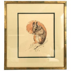 L’écureuil, Squirrel, Lithograph by Paul Jouve, France 1932