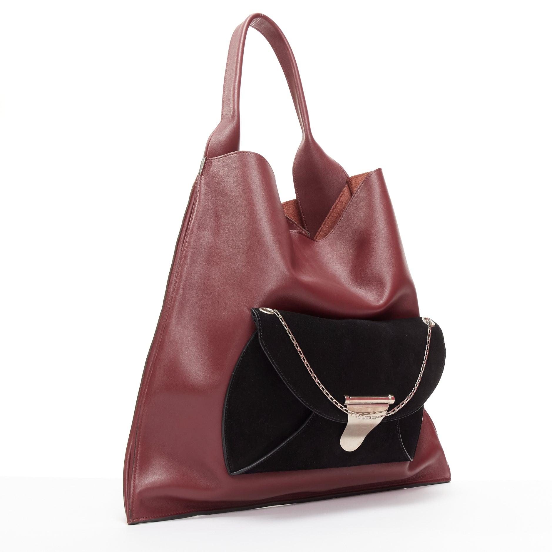 LD COELINE Phoebe Philo 2016 Medium Shopper black suede envelop pocket tote bag For Sale 6