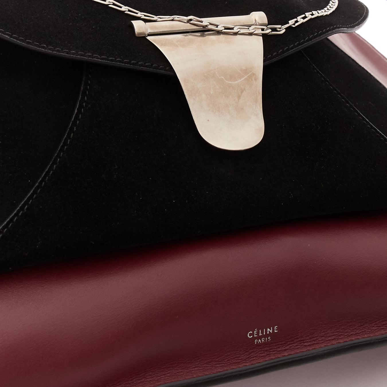 LD COELINE Phoebe Philo 2016 Medium Shopper black suede envelop pocket tote bag For Sale 1