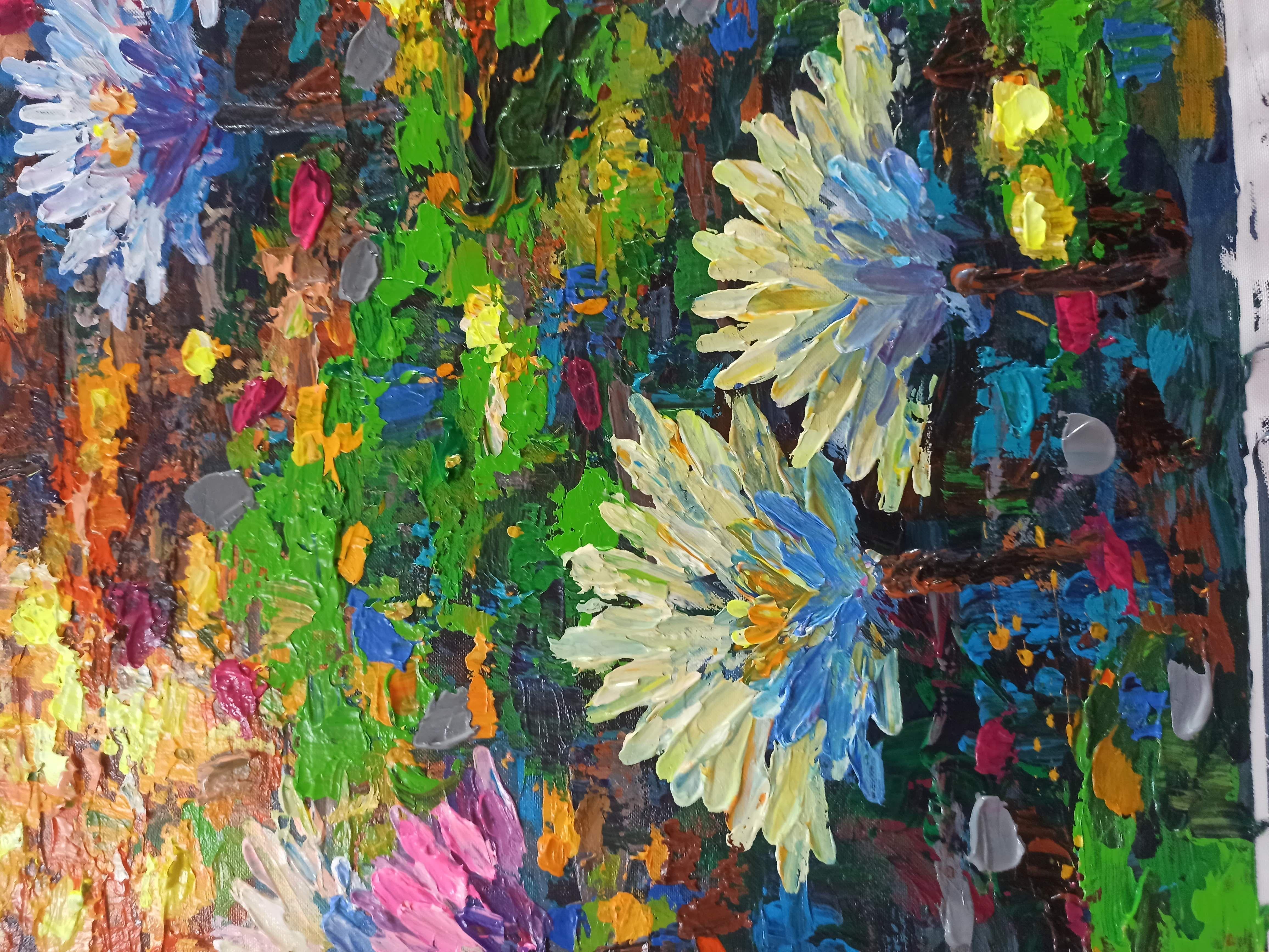 A view reminiscent of Monet's garden in Giverny, Painting, Acrylic on Canvas For Sale 3