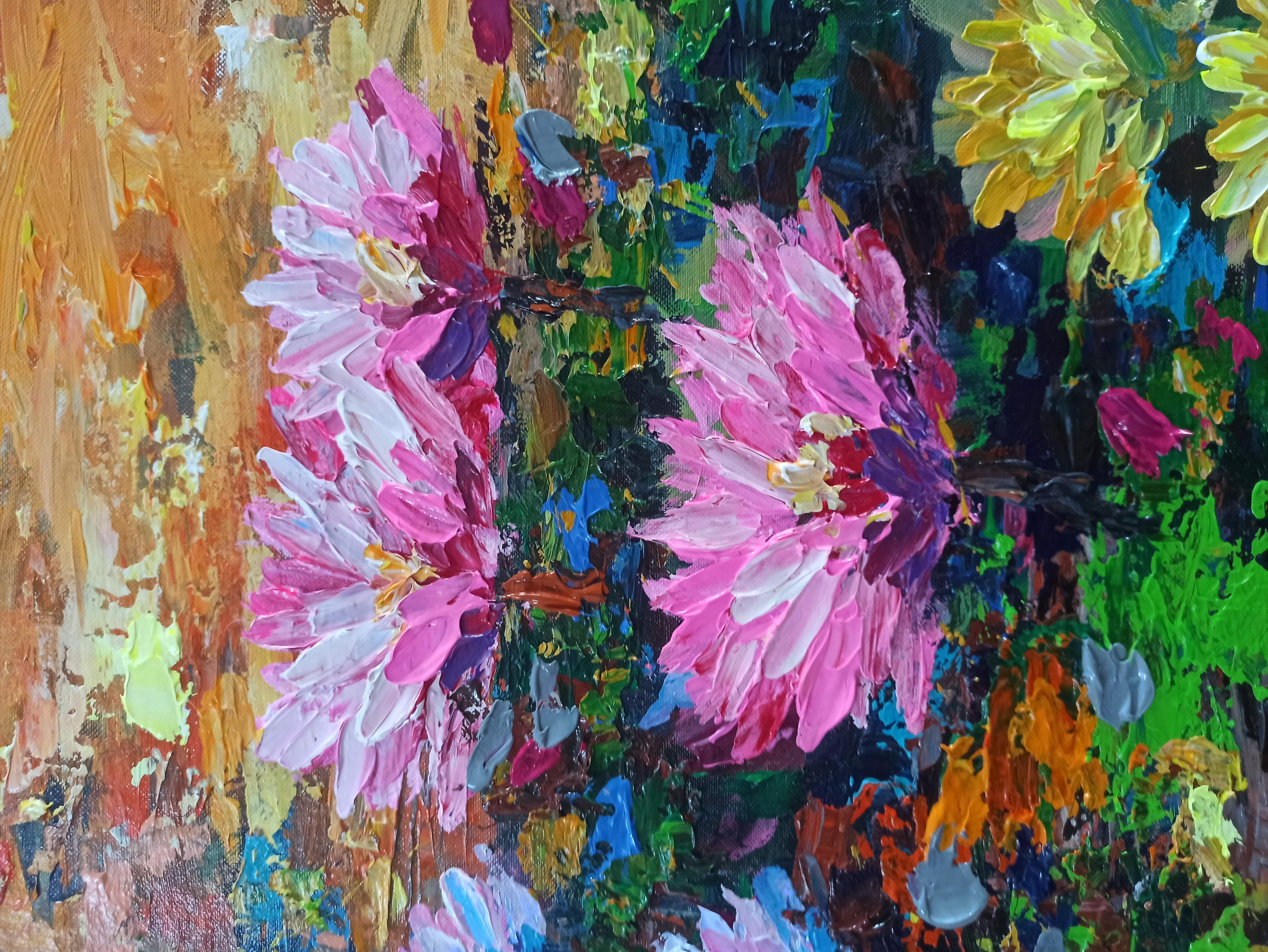 A view reminiscent of Monet's garden in Giverny, Painting, Acrylic on Canvas For Sale 4