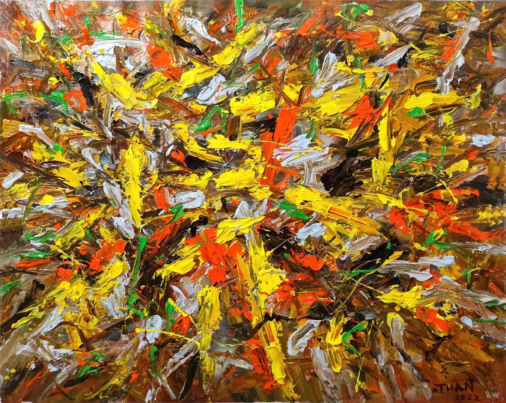 Herbstseeoberfläche, Gemälde, Acryl auf Leinwand – Painting von LE ANH TUAN