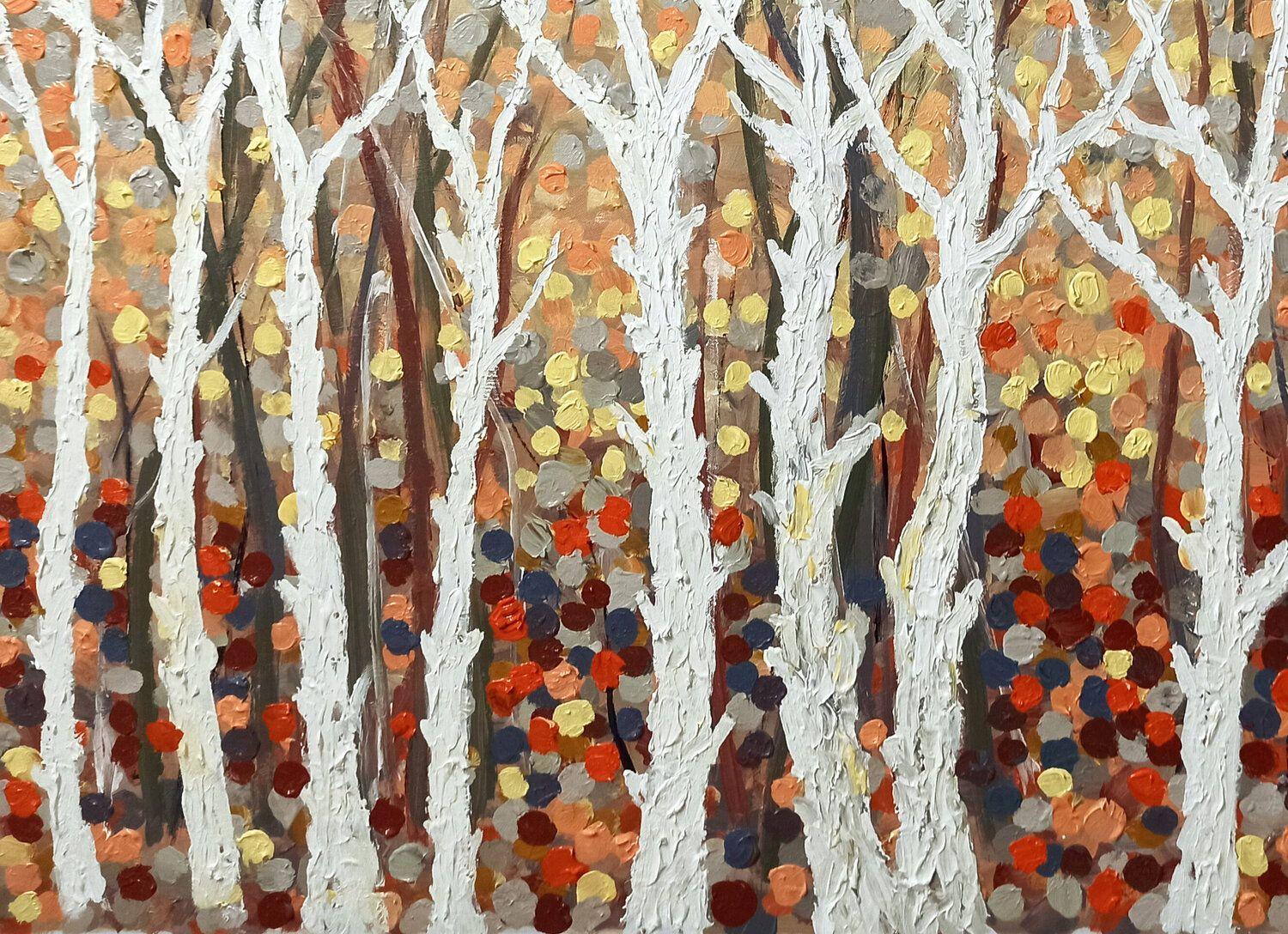 Herbst Bäume Landschaft, Gemälde, Acryl auf Leinwand (Impressionismus), Painting, von LE ANH TUAN