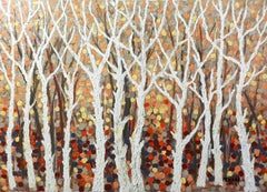 Autumn trees landscape, Painting, Acrylic on Canvas