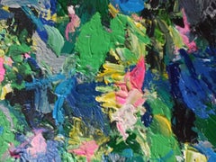 Blooming lilies pond, Painting, Acrylic on Canvas