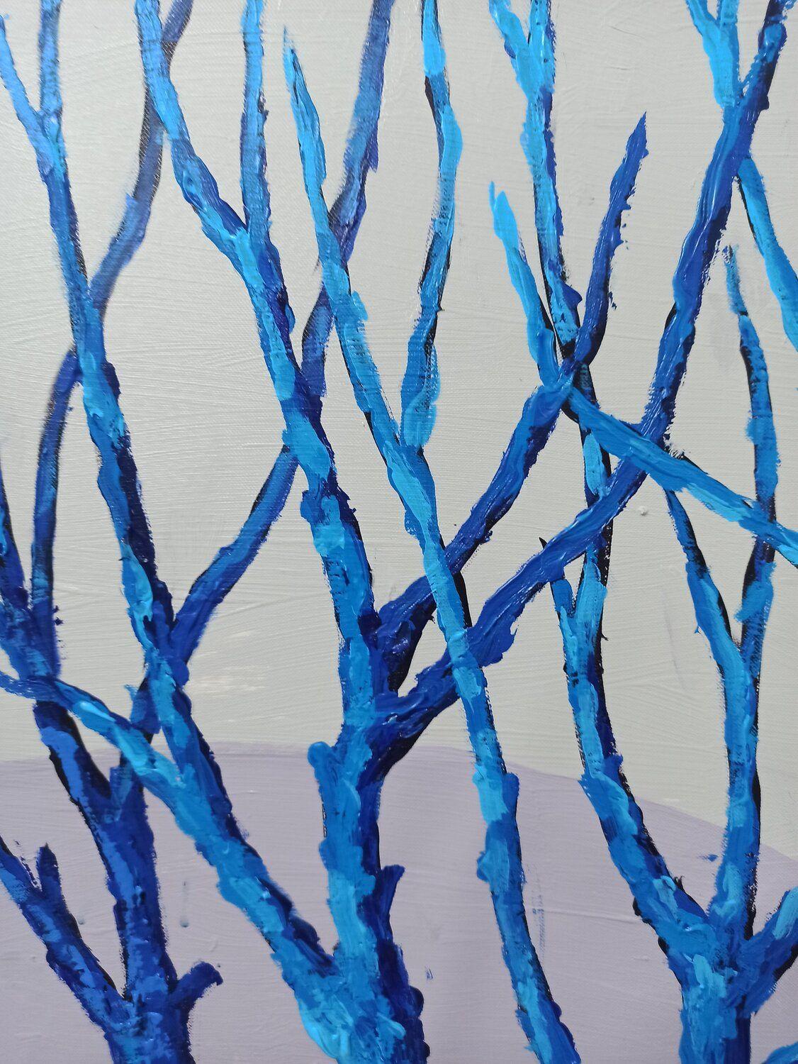 Paisaje de árboles azules, Pintura, Acrílico sobre lienzo - Painting Impresionista de LE ANH TUAN