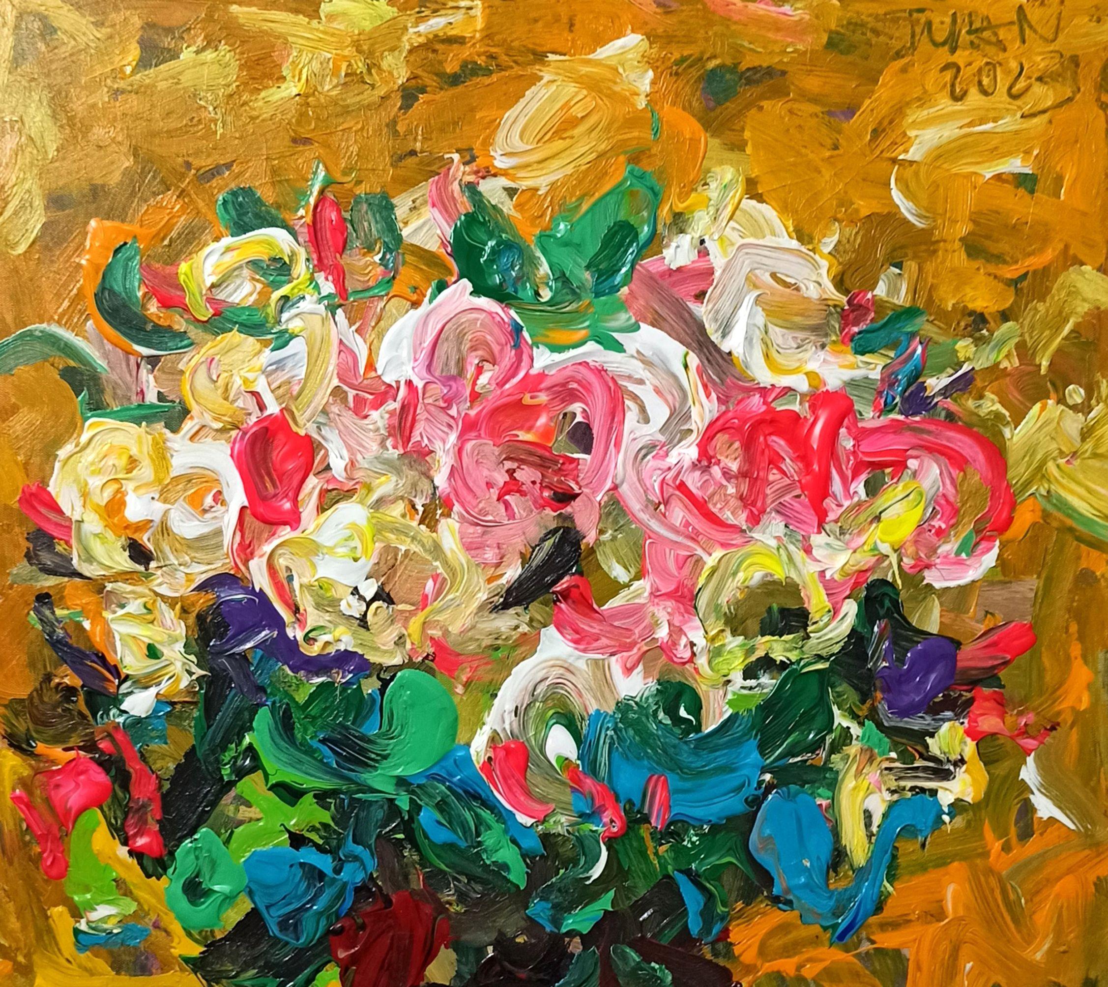 strahlender neuer Tag  Ich male die Blumen, die in mein Haus gesteckt werden, was mir jeden Tag beim Aufwachen ein reines und sanftes Gefühl gibt. Ein tolles Gefühl! :: Gemälde :: Impressionist :: Dieses Werk wird mit einem offiziellen, vom Künstler