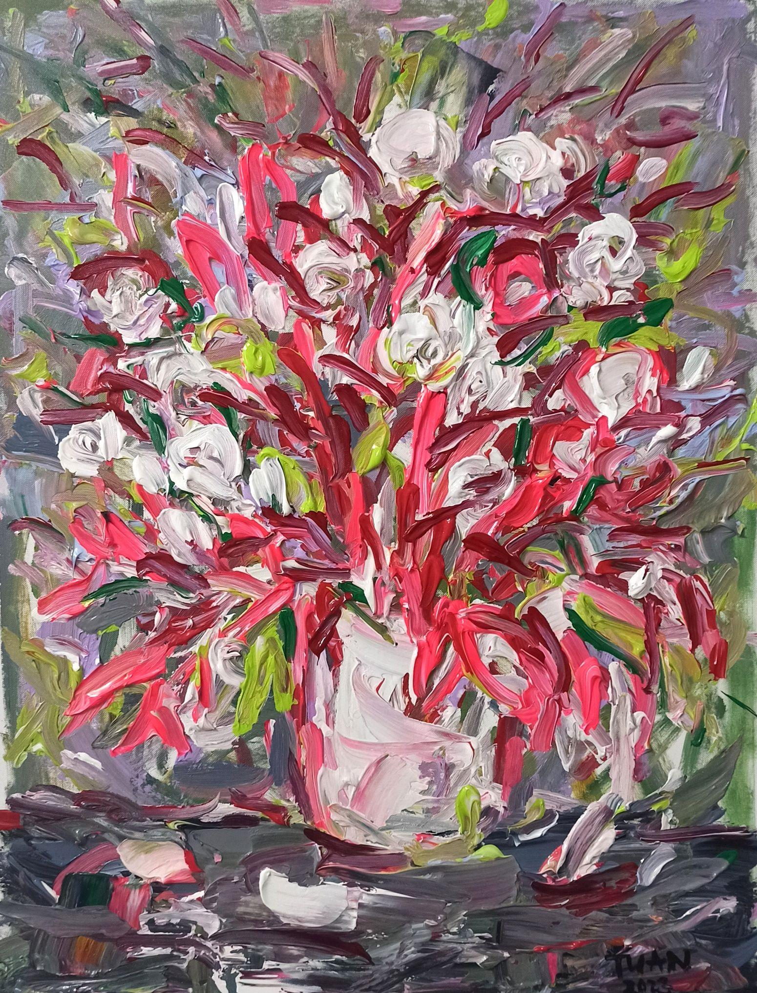   bright new day  I paint the flowers that are plugged in my house, which makes me feel pure and gentle every day when I wake up. A great feeling!         :: Painting :: Expressionism :: This piece comes with an official certificate of authenticity