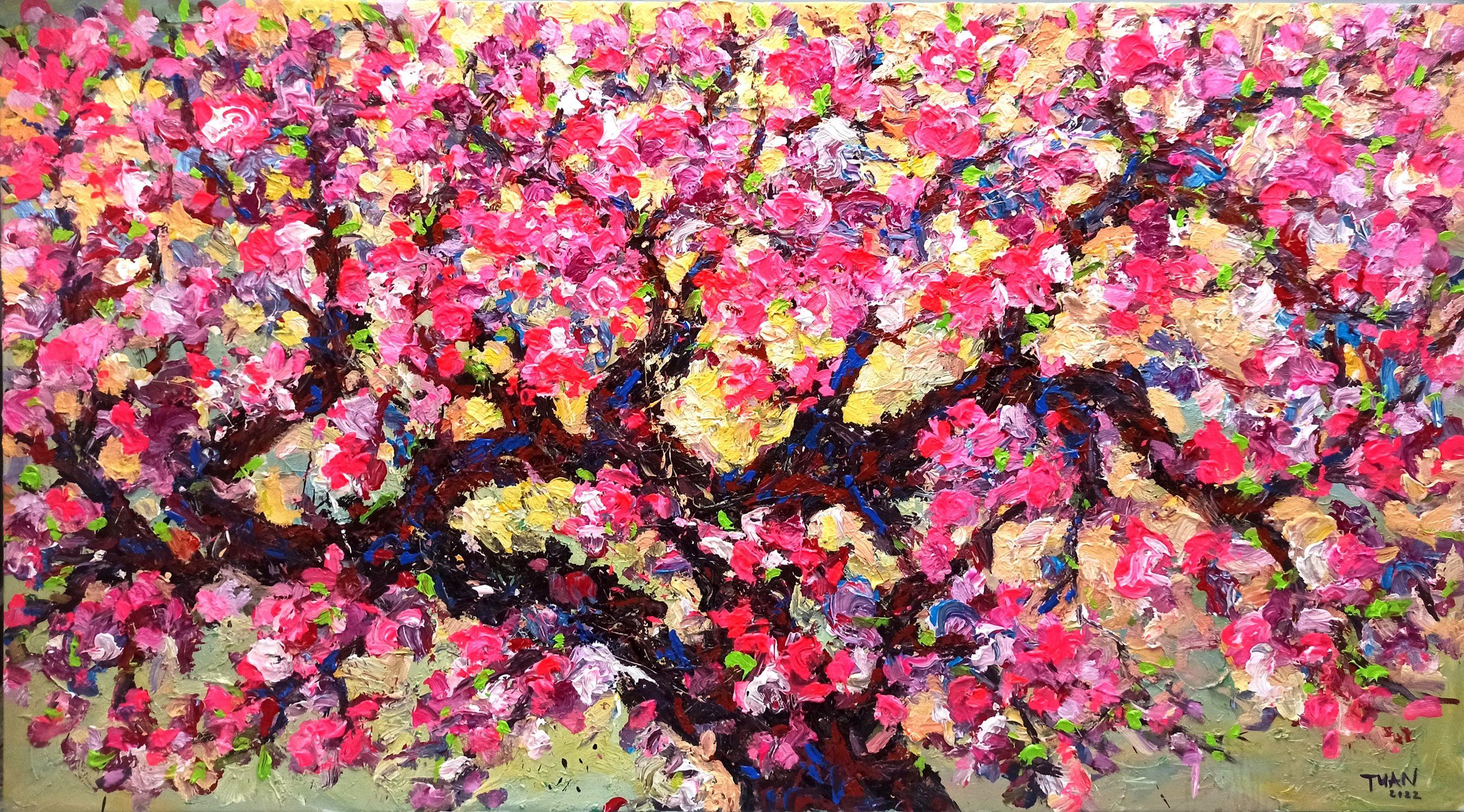 cherry blossom tree acrylic painting