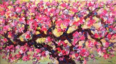 Cherry blossoms in spring, Painting, Acrylic on Canvas