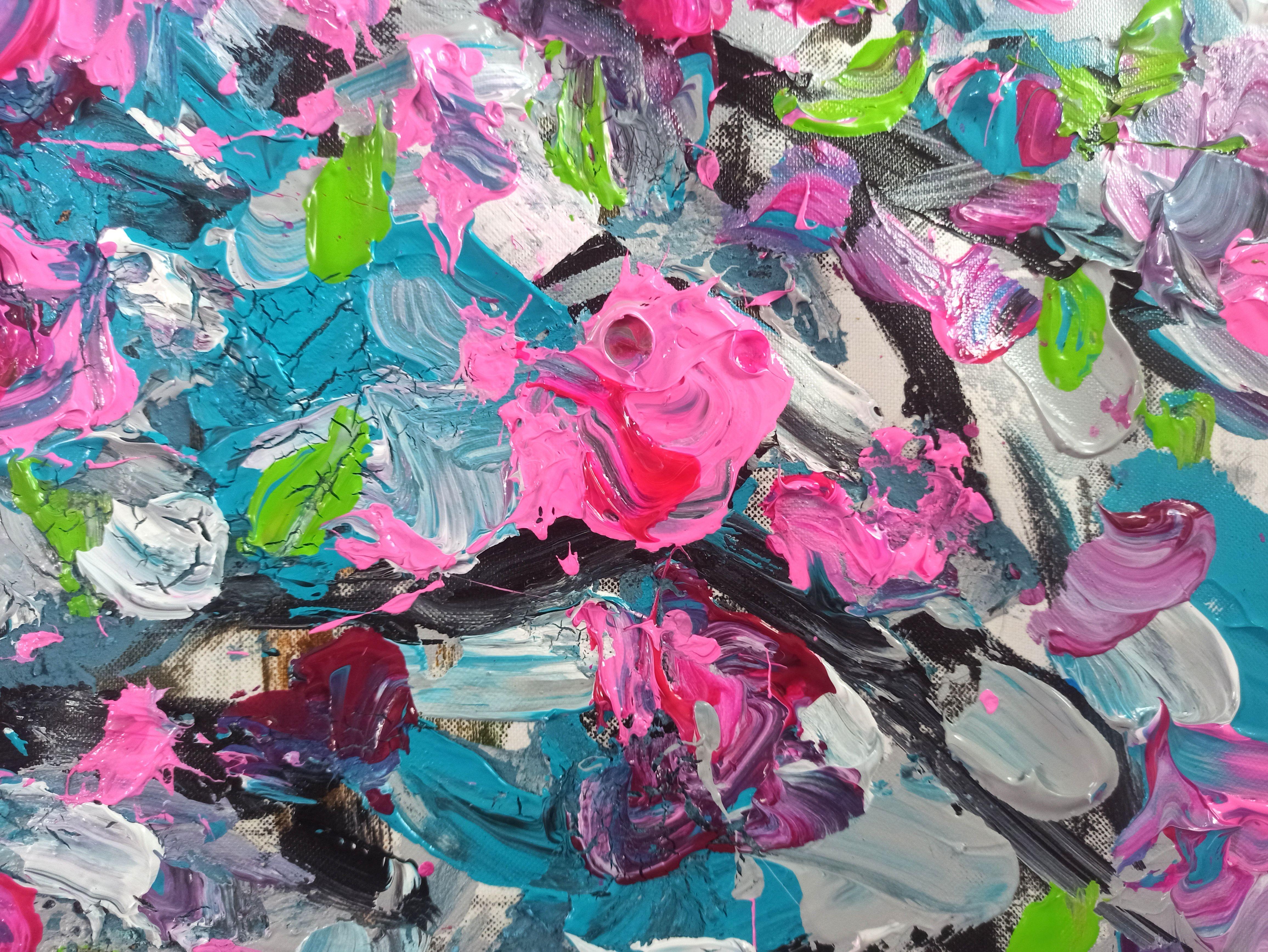 Cherry blossoms, Painting, Acrylic on Canvas For Sale 1