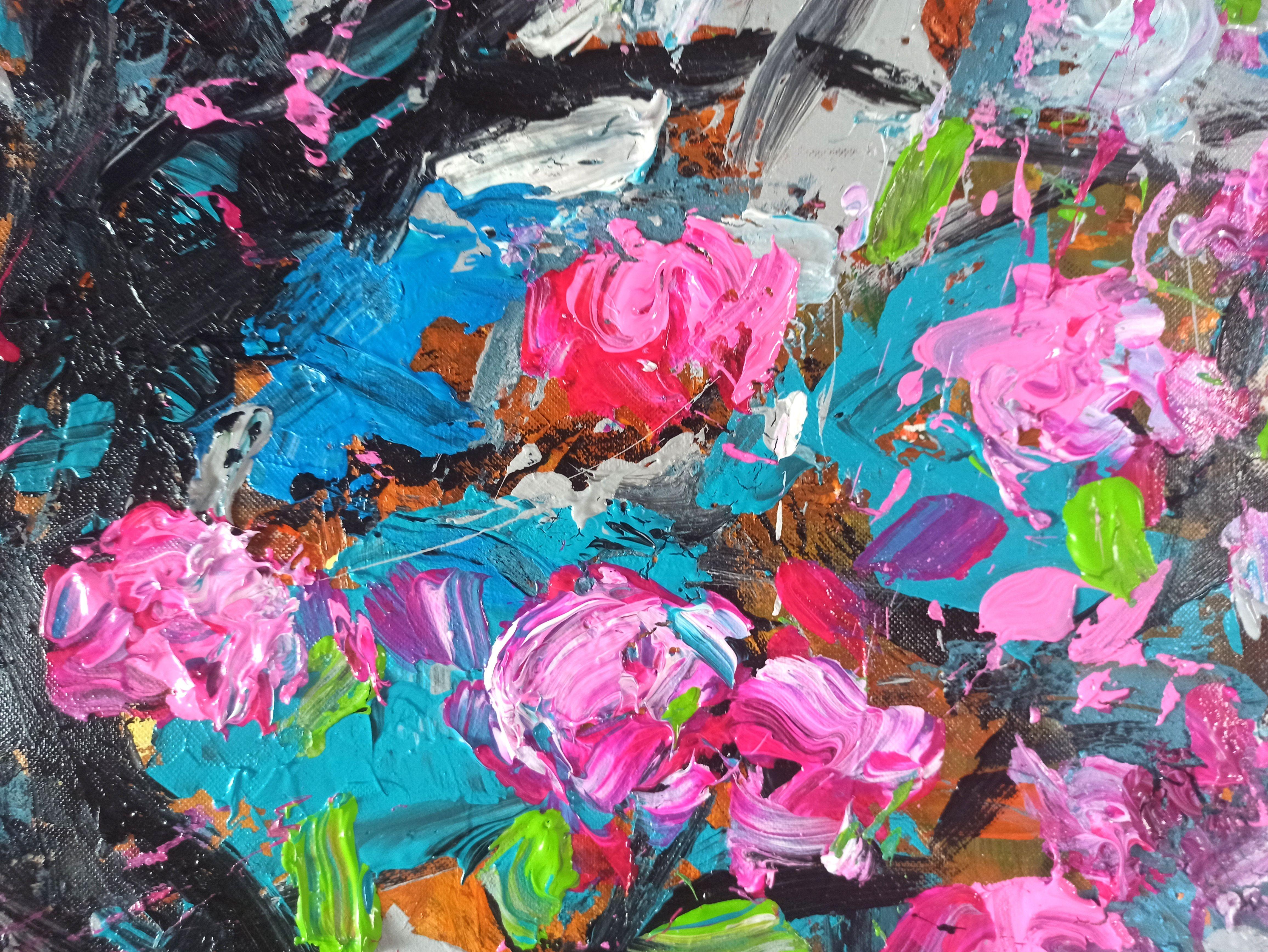 Kirschblütenblüten, Gemälde, Acryl auf Leinwand im Angebot 1