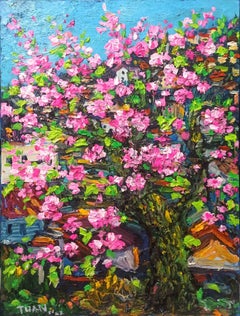 Peinture, acrylique sur toile fleurs de cerisier