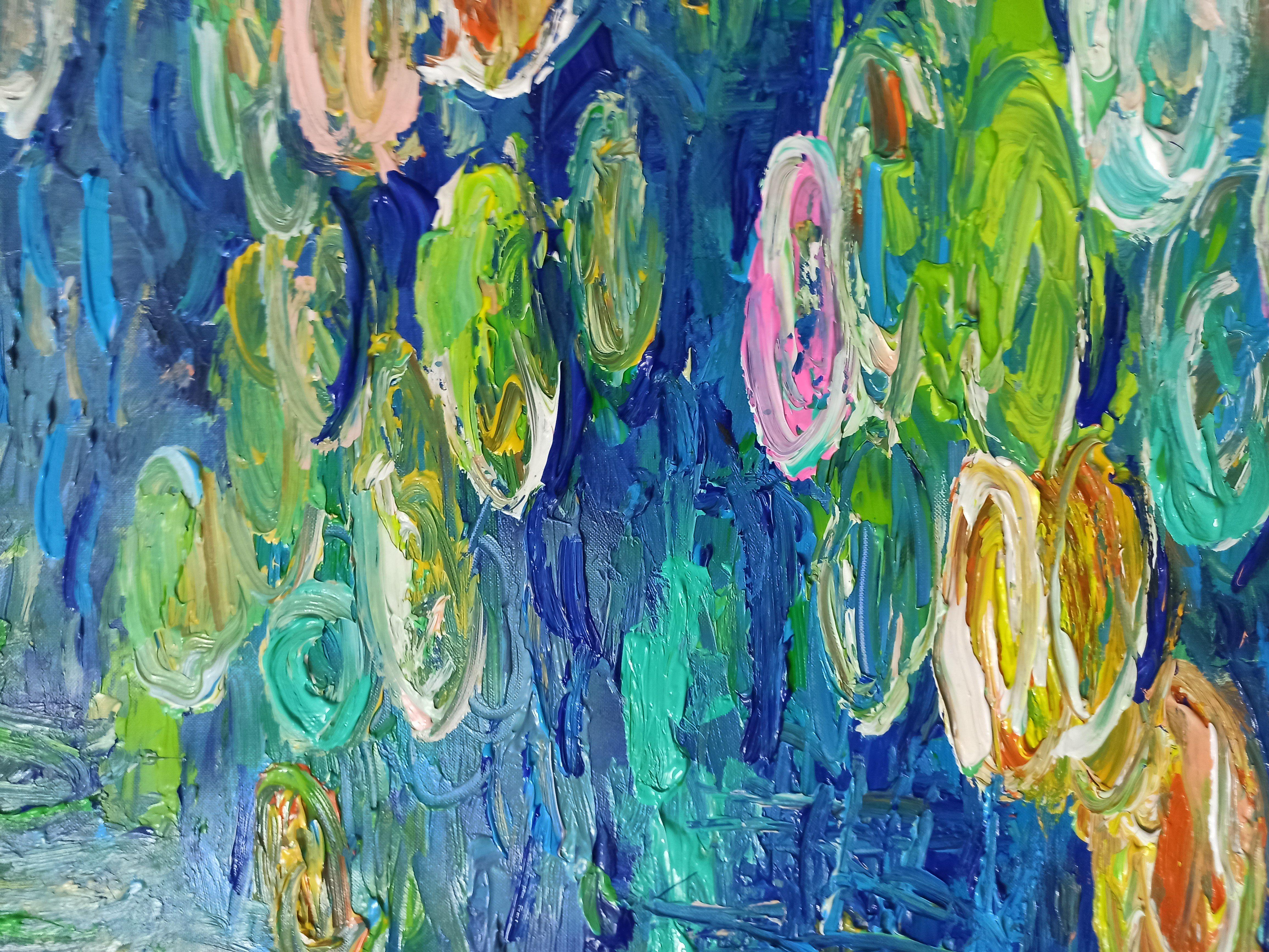 Lily colorée, peinture, acrylique sur toile - Expressionniste Painting par LE ANH TUAN