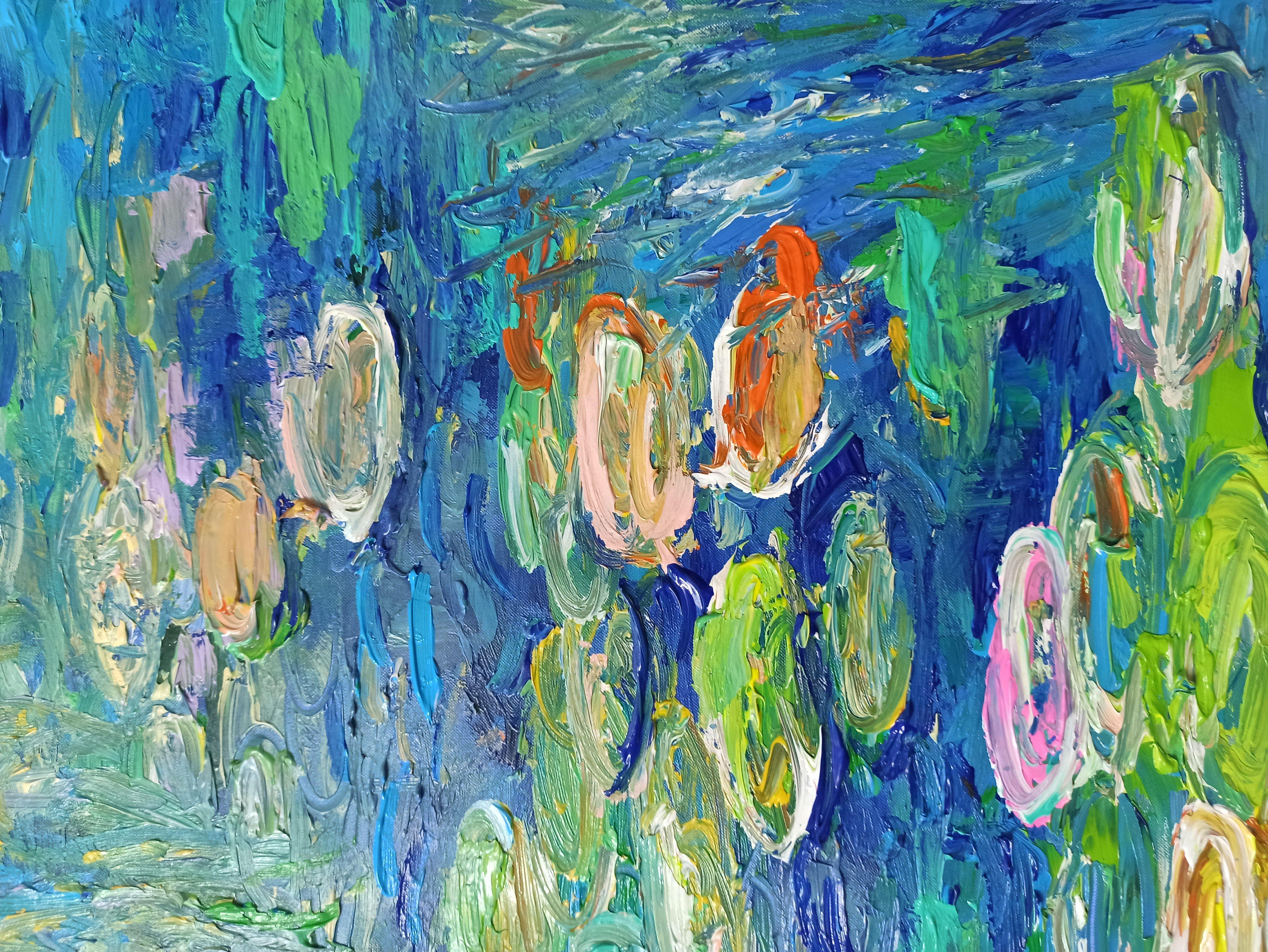 Lily colorée, peinture, acrylique sur toile en vente 2