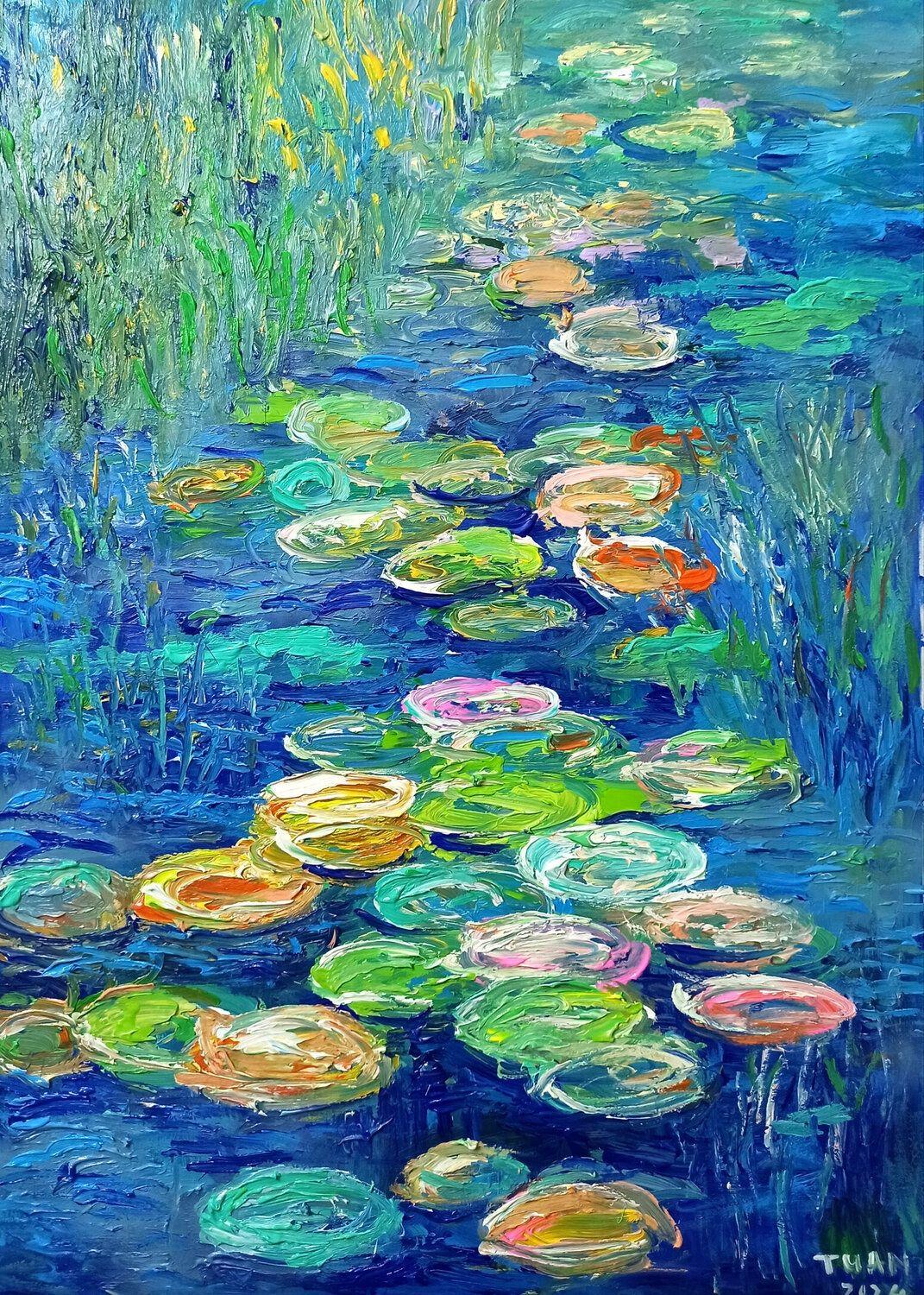 Lily colorée, peinture, acrylique sur toile - Painting de LE ANH TUAN
