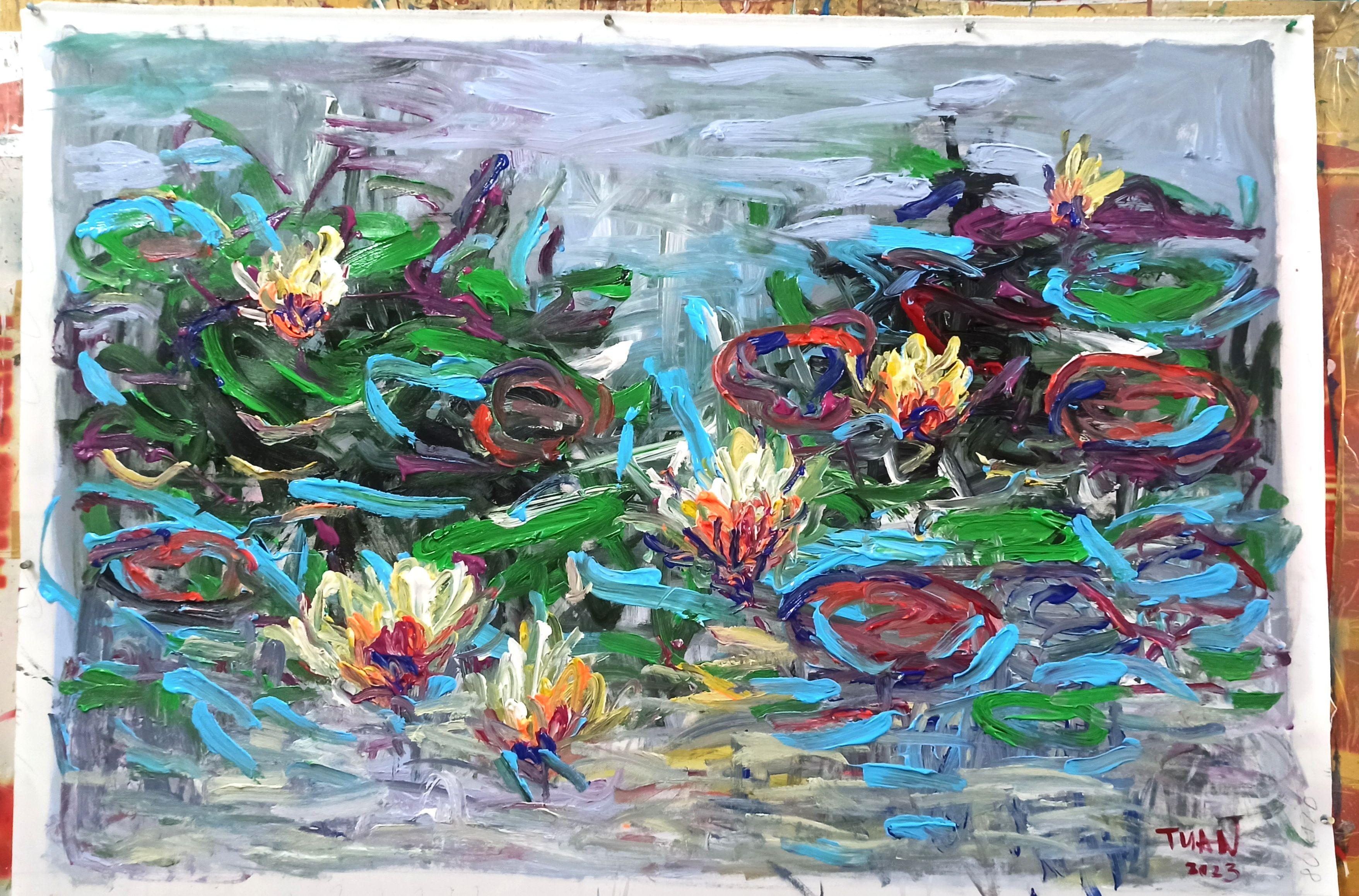Früher Morgen (80x120cm ), 2023, Malerei, Acryl auf Leinwand im Angebot 2
