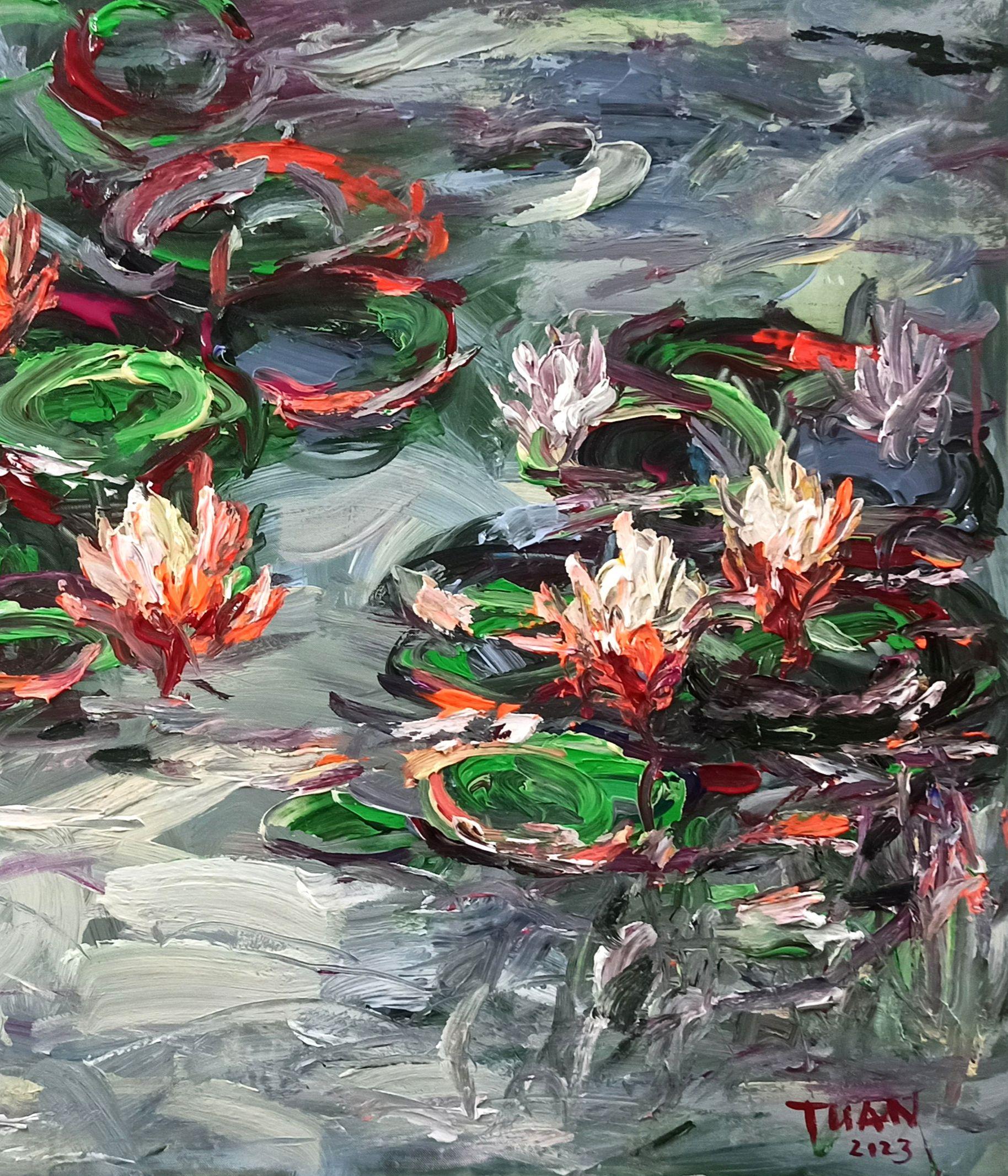 Early morning (80x120cm ), Painting, Acrylic on Canvas en vente 2