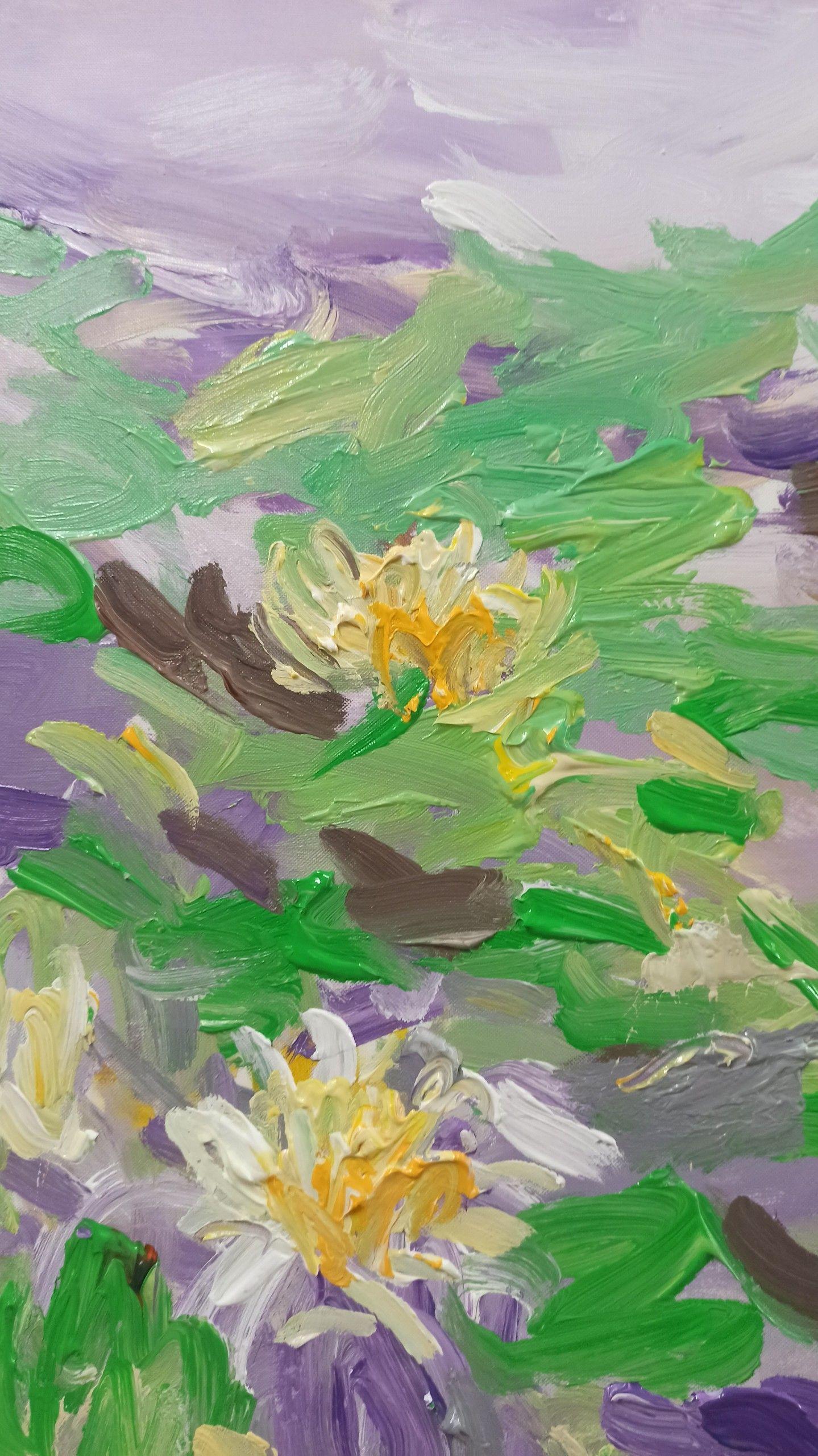 Early morning on the lake( 90x120cm ), Painting, Acrylic on Canvas For Sale 1