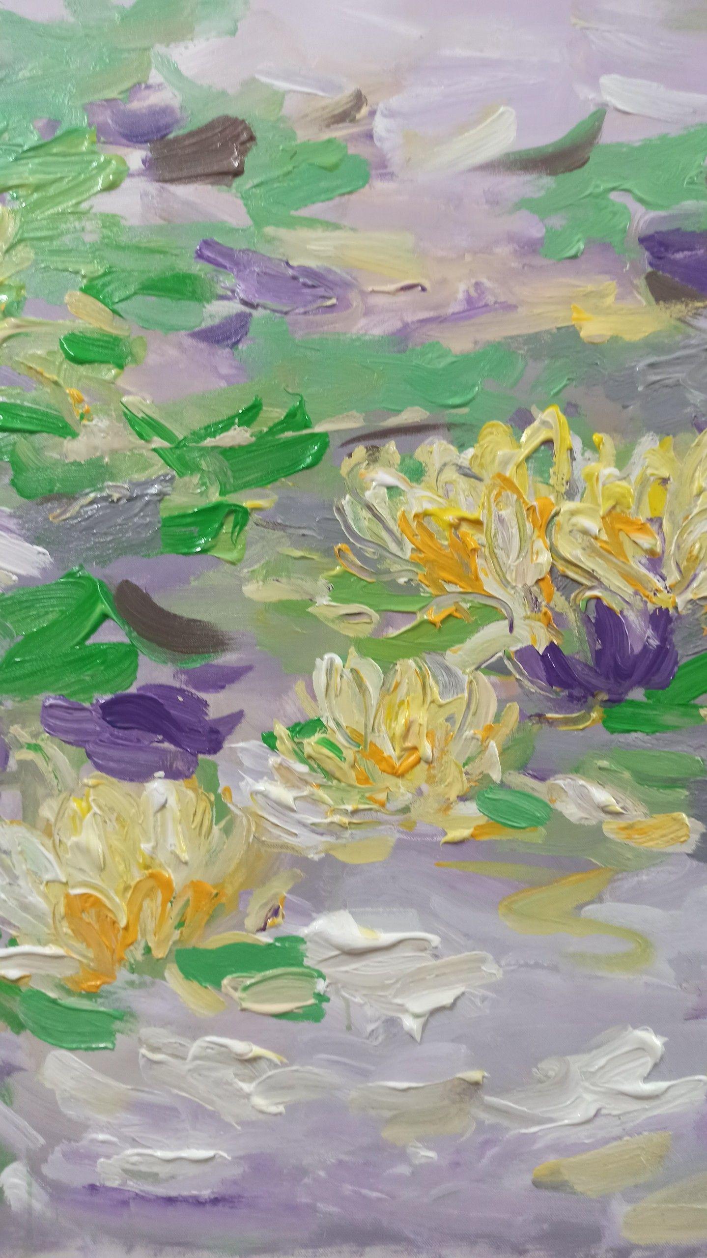 Early morning on the lake( 90x120cm ), Painting, Acrylic on Canvas For Sale 4
