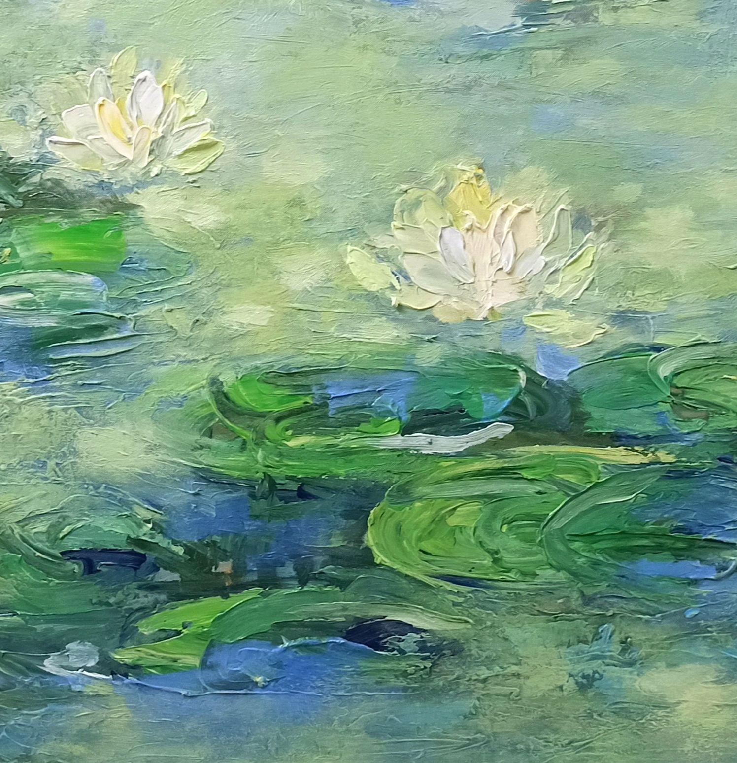 Fleurs dans la rosée du matin, Peinture, Acrylique sur toile en vente 1
