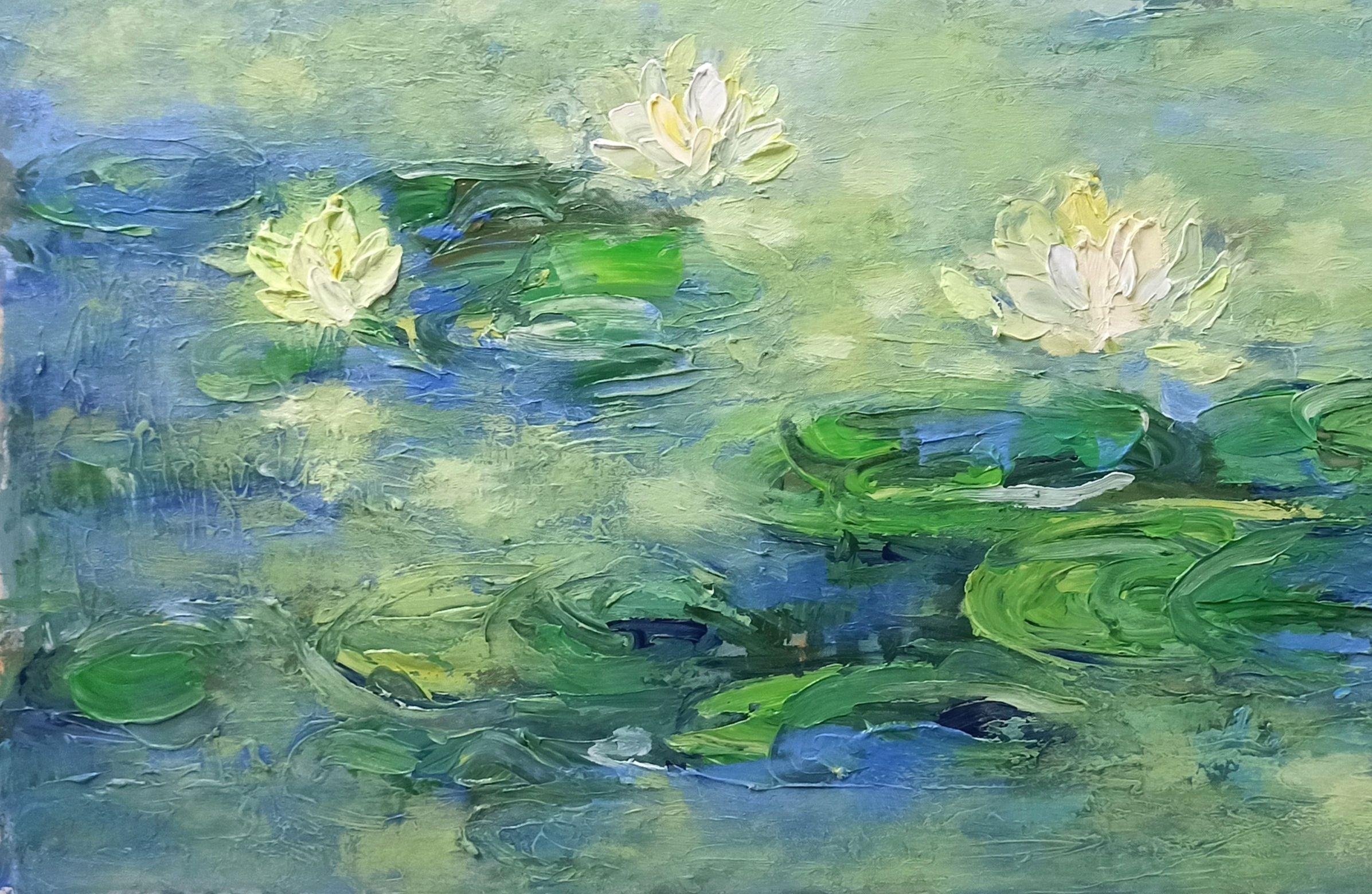 Fleurs dans la rosée du matin, Peinture, Acrylique sur toile en vente 2
