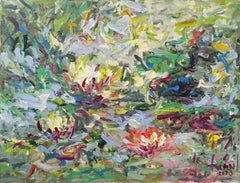 Blumen im Morgentau, Gemälde, Acryl auf Leinwand