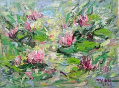 Blumen im Morgentau, Gemälde, Acryl auf Leinwand