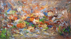 Blumen im Morgentau, Gemälde, Acryl auf Leinwand