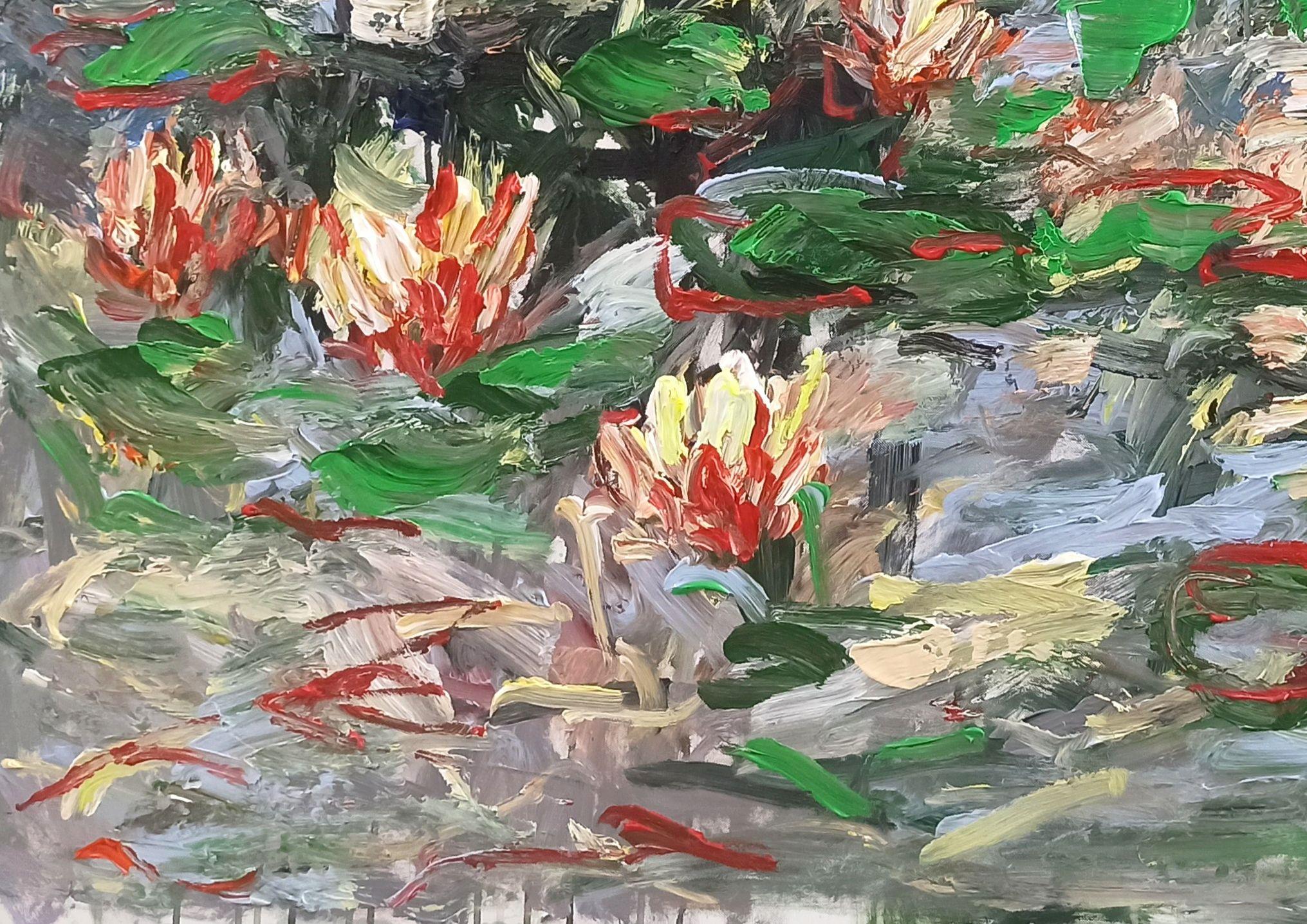 Blumen im Morgentau  Am schönsten sind die Blumen am frühen Morgen.  Wenn die Morgendämmerung gerade angebrochen war, begannen die Blütenblätter allmählich zu blühen, die Seerose und der Lotus im See hatten am frühen Morgen noch den funkelnden