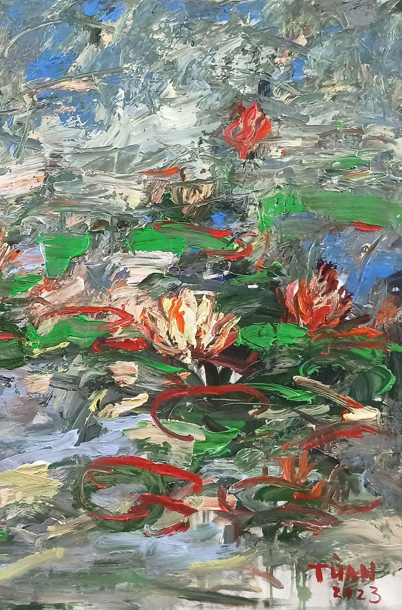 Blumen im Morgentau - SOLD, Gemälde, Acryl auf Leinwand im Angebot 2