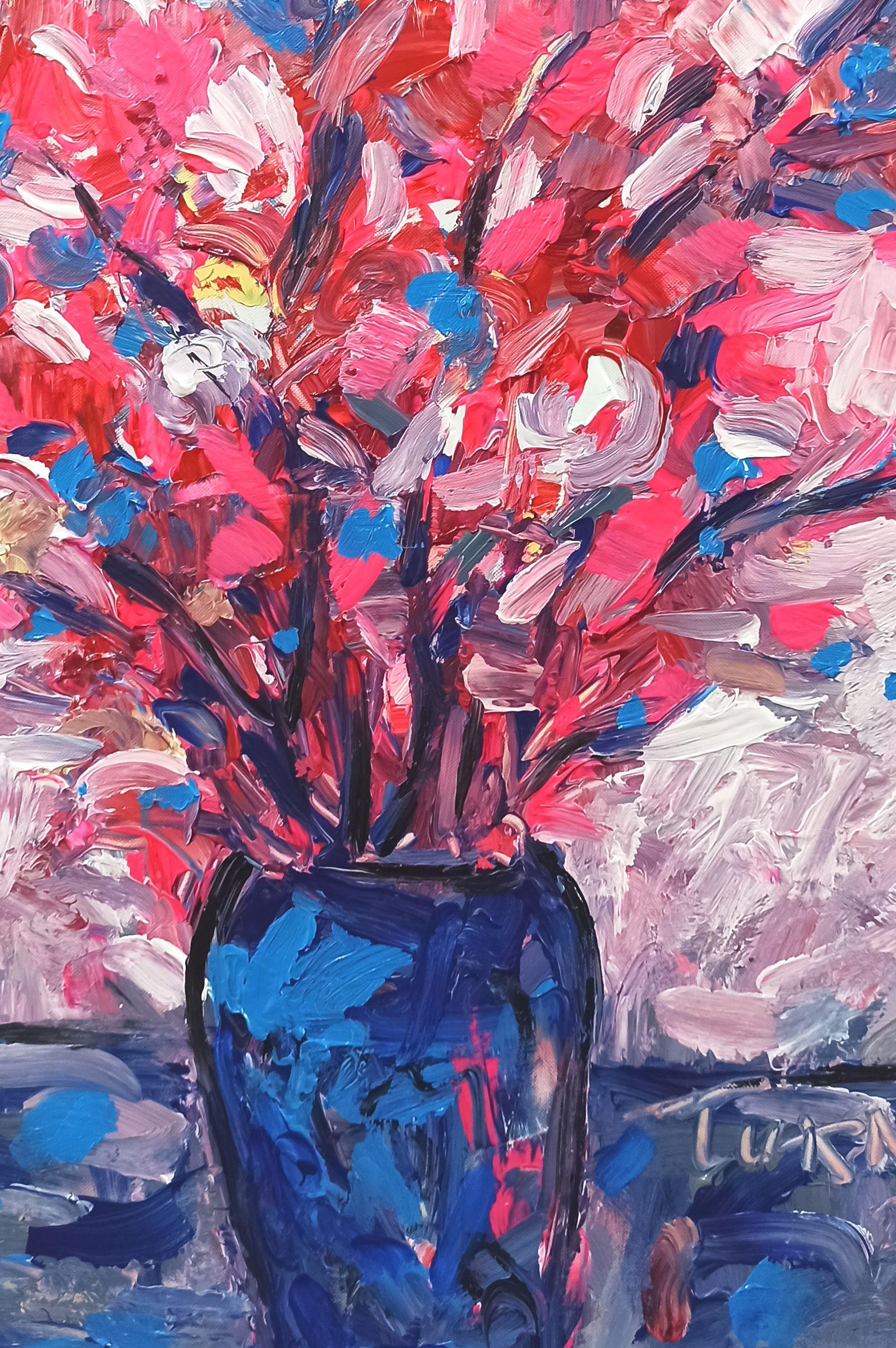 Peinture de nature morte Gladiolus, 2021, peinture, acrylique sur toile en vente 3