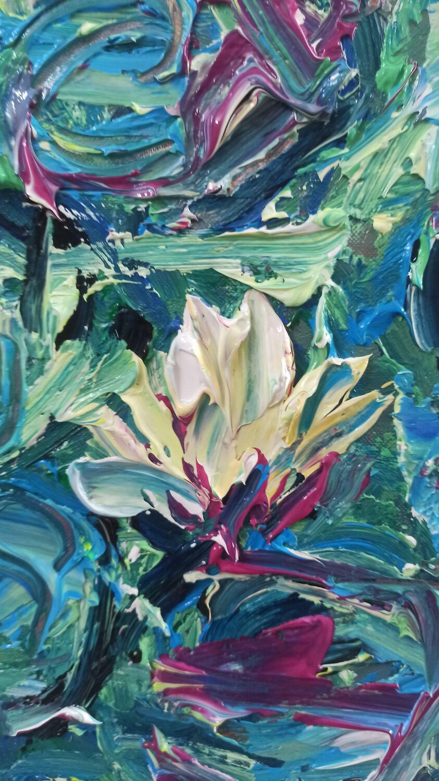 Monets Garten, Gemälde, Acryl auf Leinwand im Angebot 1