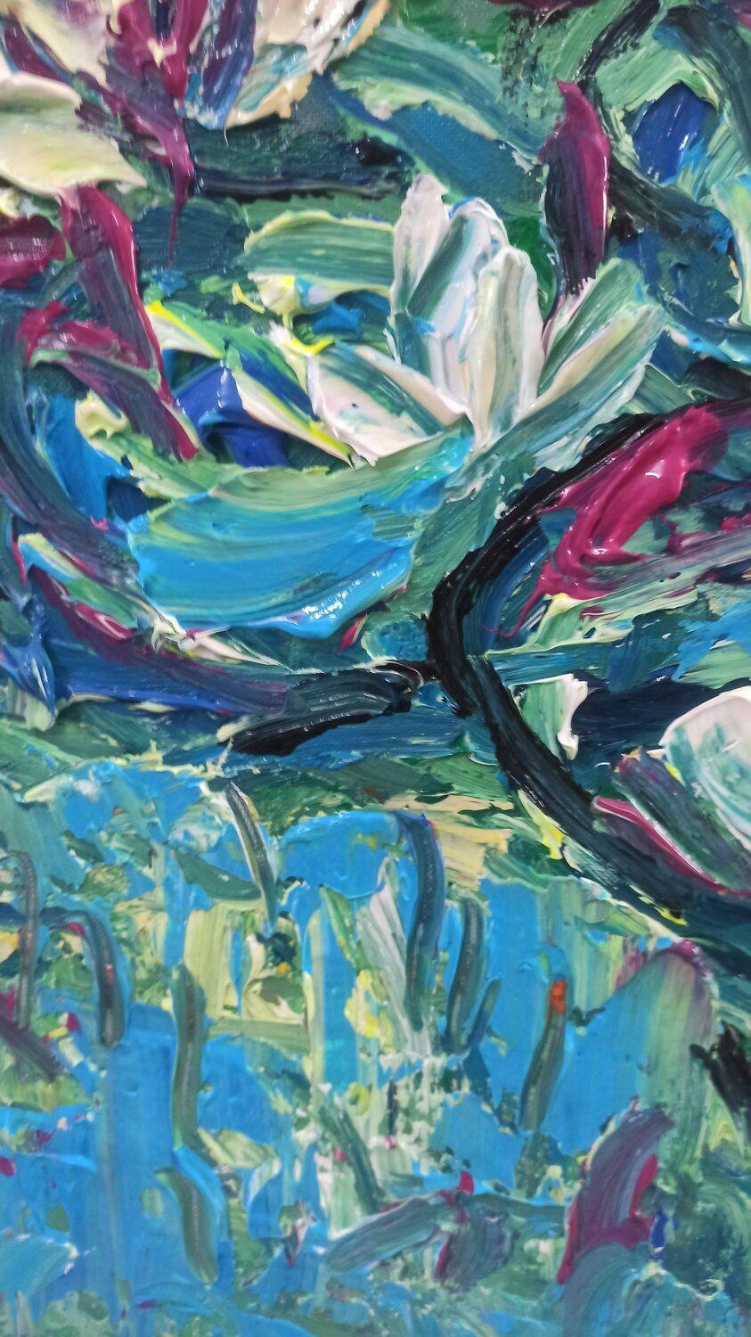 Monets Garten, Gemälde, Acryl auf Leinwand im Angebot 2