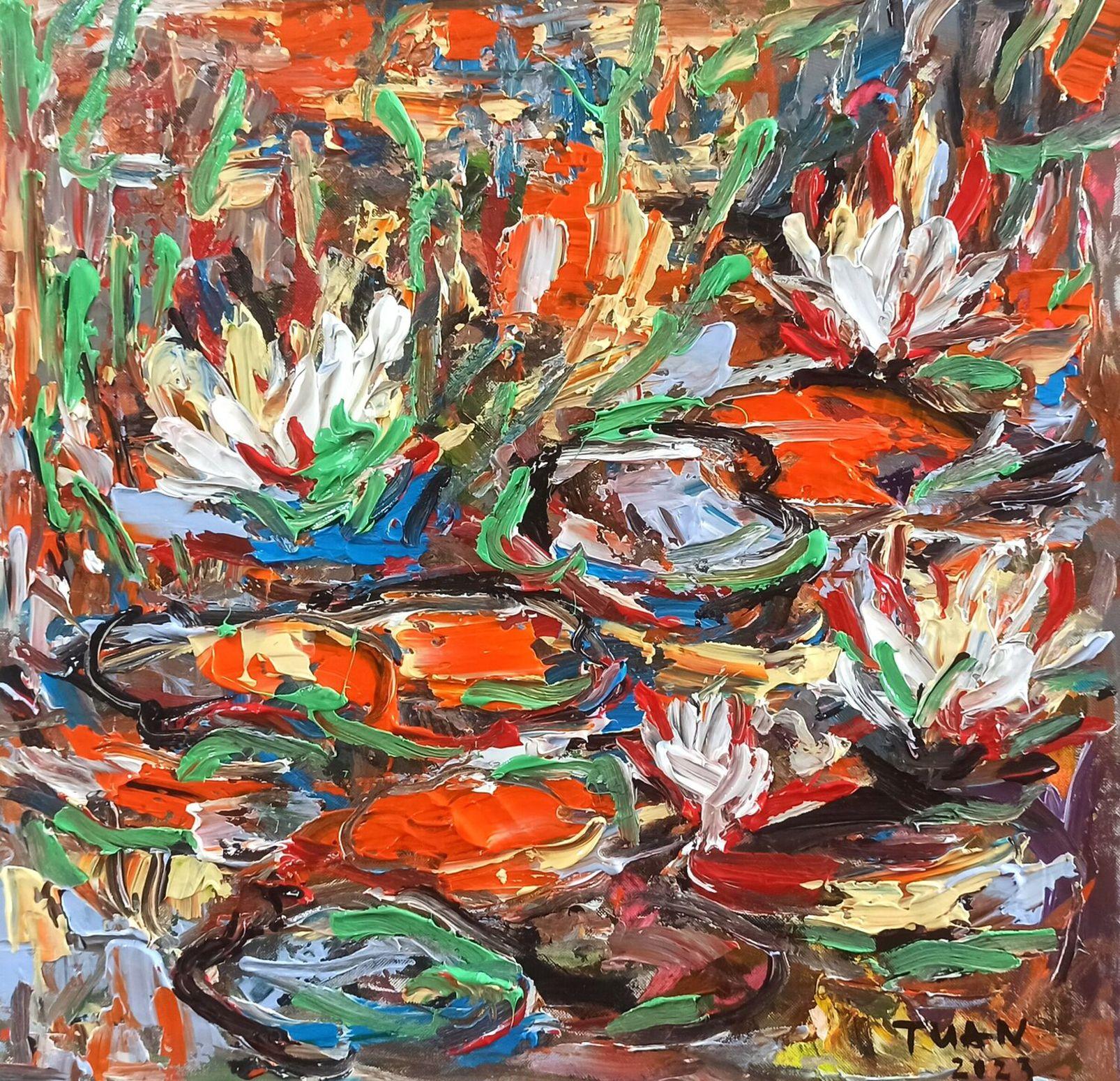 Monets Garten, Gemälde, Acryl auf Leinwand