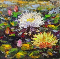 Morning on lilly Pond, Gemälde, Acryl auf Leinwand