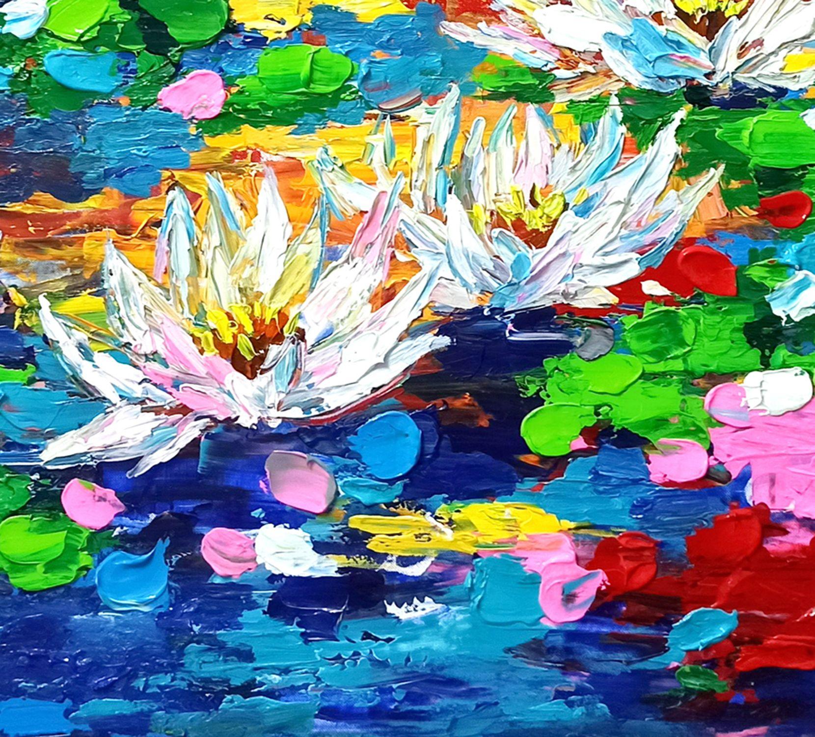 Morning on the lake (80x120cm), Painting, Acrylic on Canvas For Sale 2