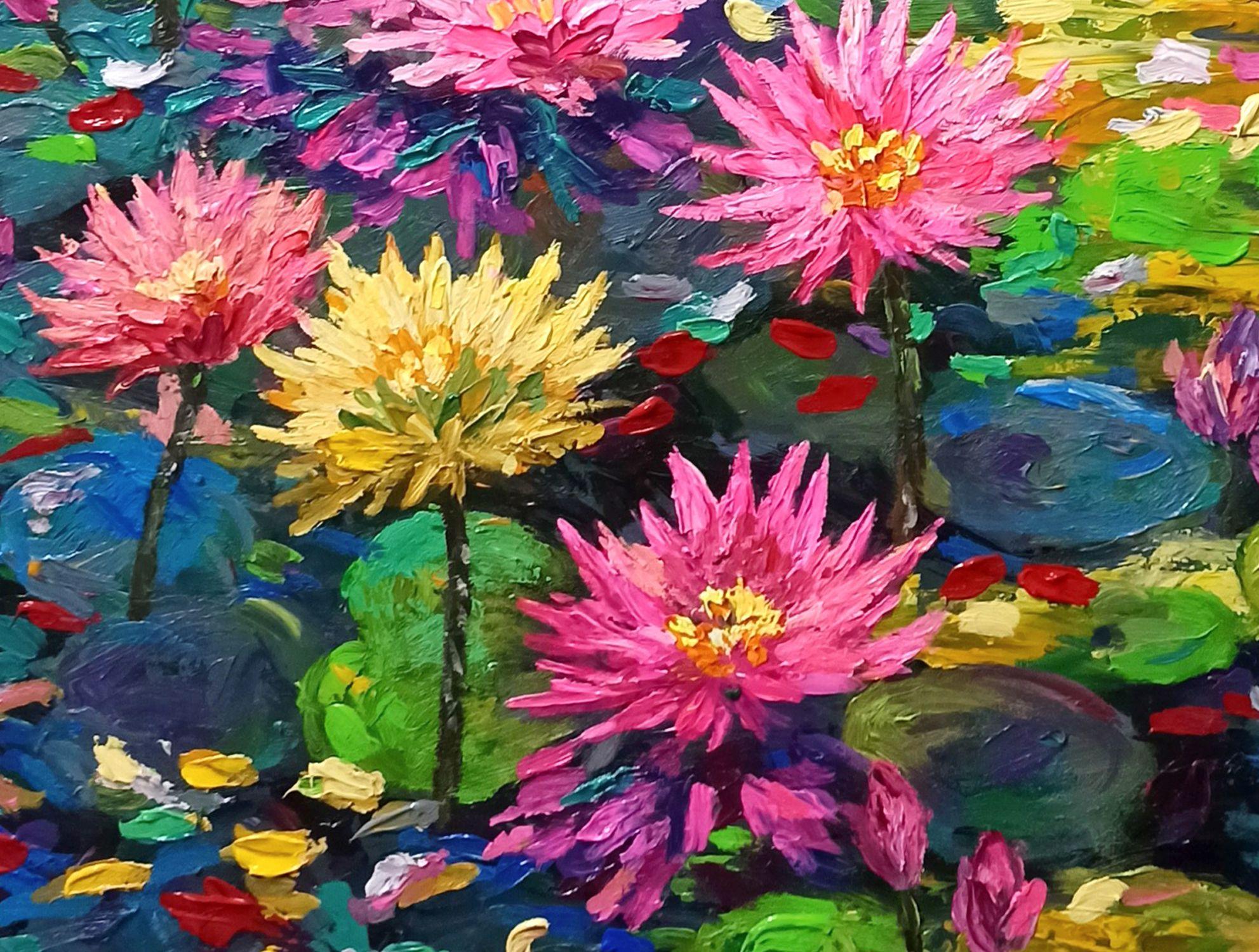 Morgen am See, Gemälde, Acryl auf Leinwand im Angebot 1