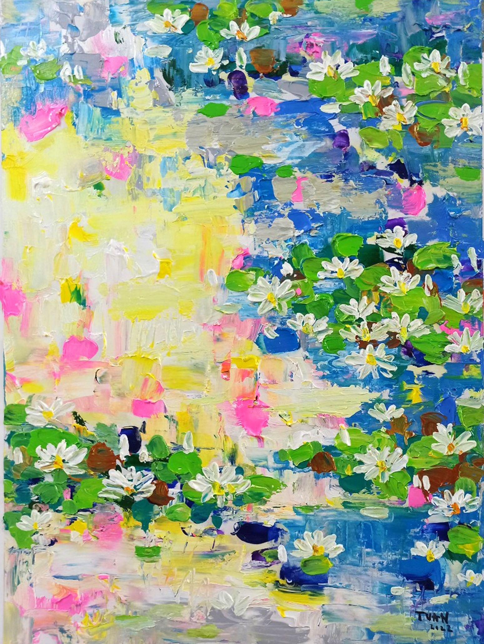 Morning on the lake, Gemälde, Acryl auf Leinwand – Painting von LE ANH TUAN