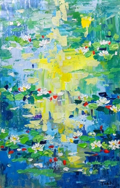 Morning ( Water lily, Flower of purity), Painting, Acrylic on Canvas