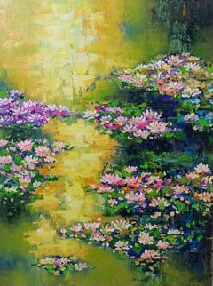 Morning ( Water lily, Flower of purity), Painting, Acrylic on Canvas