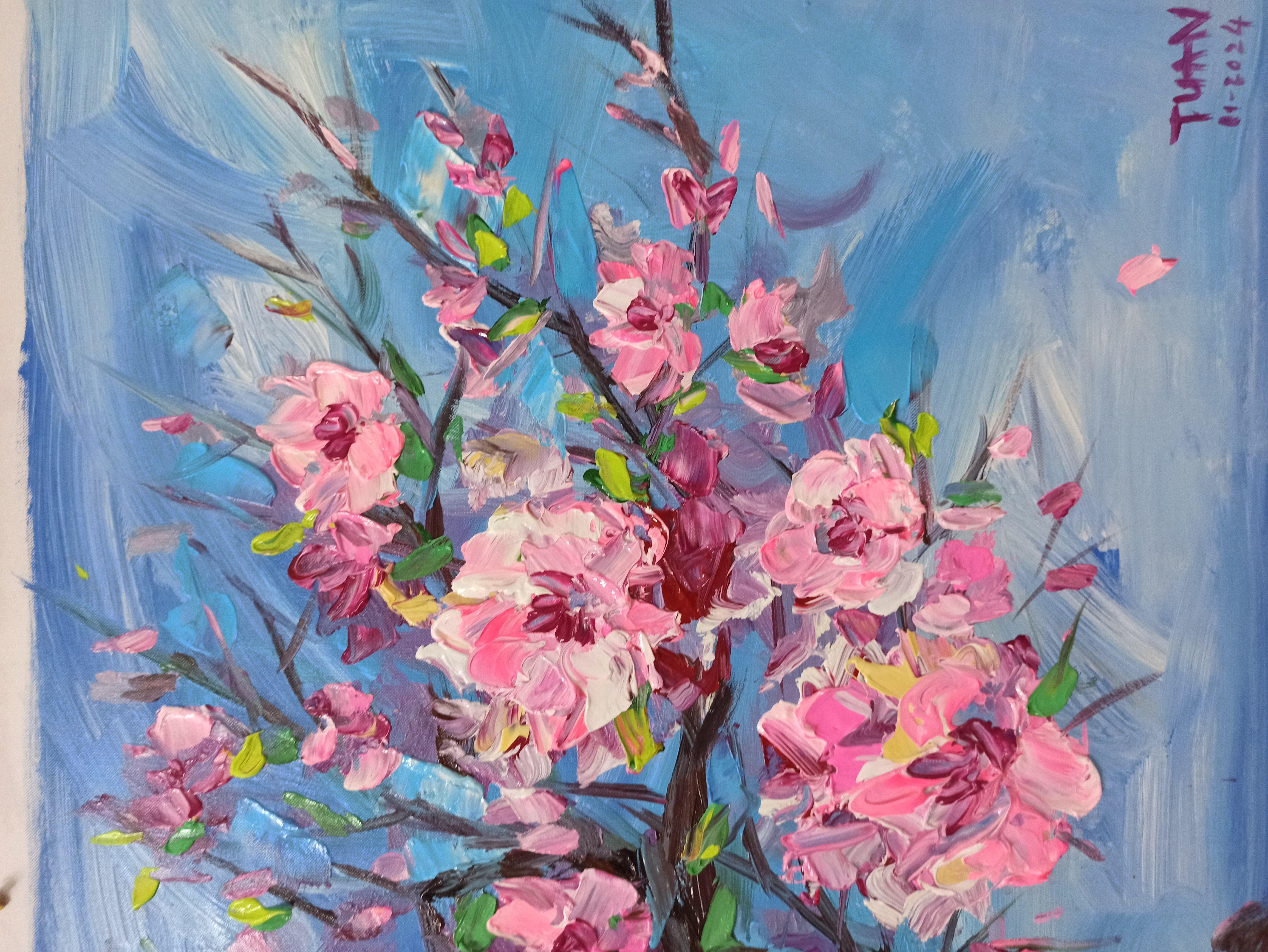 Peach blossom 2024, Painting, Acrylic on Canvas For Sale 2